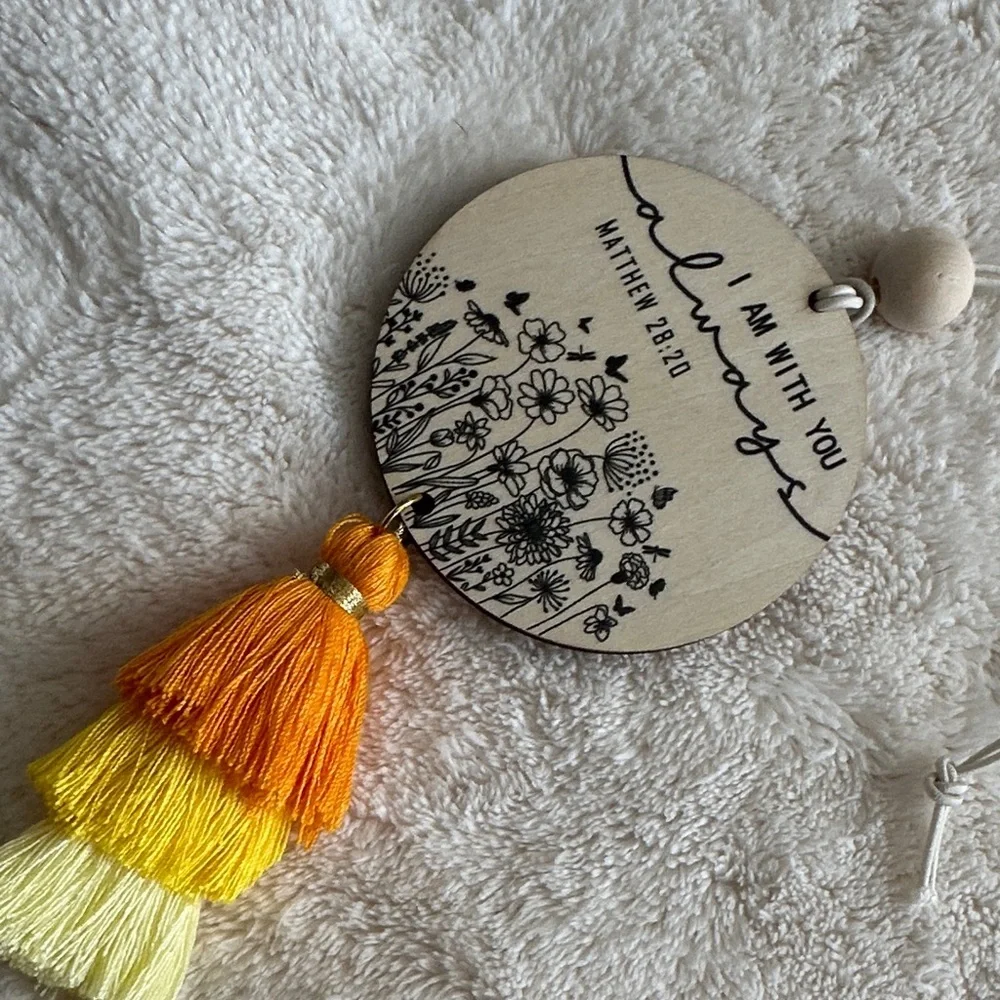 Inspirational Scripture Rear View Mirror Hanging Daily Inspiration with Tassels